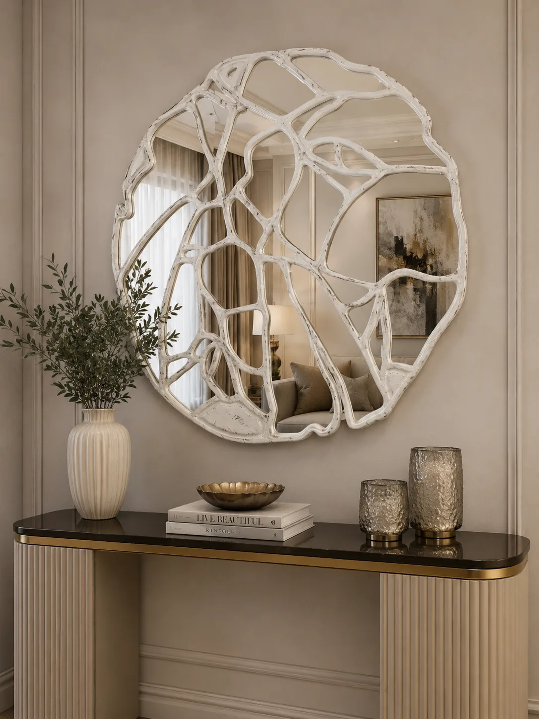 Organik Polyester Duvar Aynası | Modern Dekoratif Salon ve Antre Aynası - Görsel 2